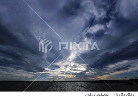 The day before the approaching typhoon, summer sky in the afternoon, super wide angle, sky subject, 220702pm The day before the approaching typhoon, summer sky in the afternoon, super wide angle, sky subject, 220702pm 92050832