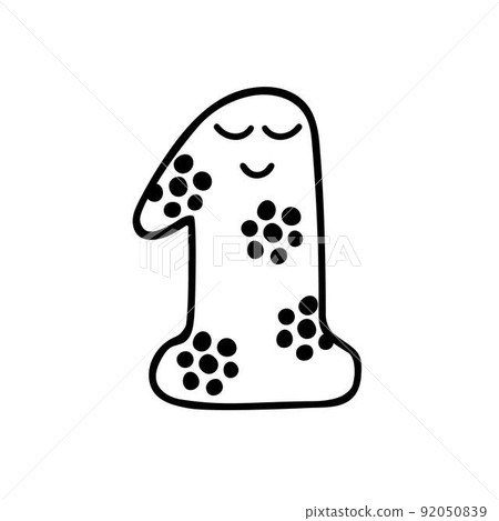 Funny number one simple outline doodle vector illustration for kid decor Funny number one simple outline doodle vector illustration for kid decor 92050839