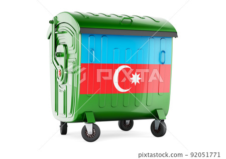 Garbage container with Azerbaijani flag, 3D rendering Garbage container with Azerbaijani flag, 3D rendering 92051771