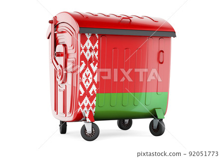 Garbage container with Belarusian flag, 3D rendering Garbage container with Belarusian flag, 3D rendering 92051773