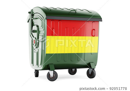 Garbage container with Bolivian flag, 3D rendering 92051778