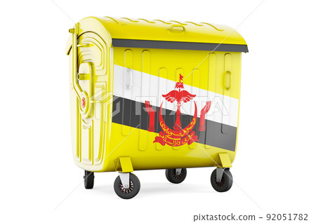 Garbage container with Bruneian flag, 3D rendering Garbage container with Bruneian flag, 3D rendering 92051782