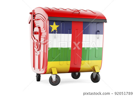 Garbage container with Central African Republic flag, 3D rendering 92051789