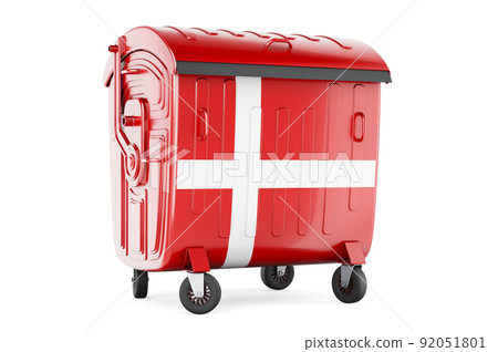 Garbage container with Danish flag, 3D rendering 92051801