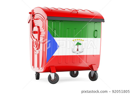 Garbage container with Equatoguinean Guinea flag, 3D rendering 92051805