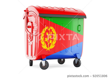 Garbage container with Eritrean flag, 3D rendering 92051806