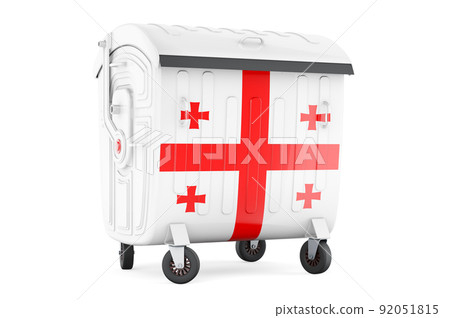 Garbage container with Georgian flag, 3D rendering 92051815