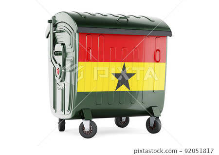 Garbage container with Ghanaian flag, 3D rendering 92051817