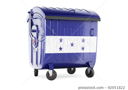 Garbage container with Honduranian flag, 3D rendering 92051822