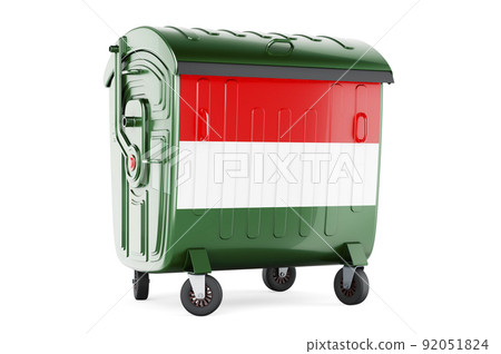 Garbage container with Hungarian flag, 3D rendering 92051824