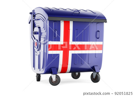 Garbage container with Icelandic flag, 3D rendering 92051825
