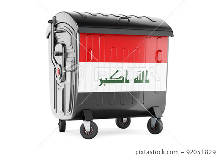Garbage container with Iraqi flag, 3D rendering 92051829