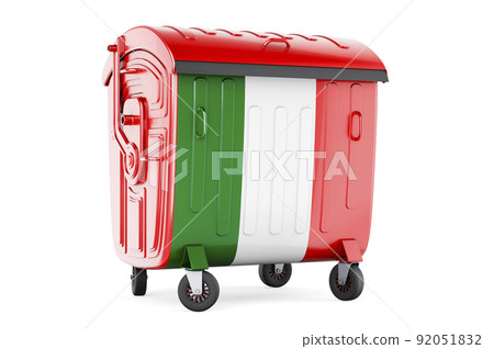 Garbage container with Italian flag, 3D rendering Garbage container with Italian flag, 3D rendering 92051832