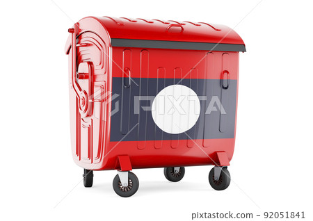 Garbage container with Laotian flag, 3D rendering 92051841