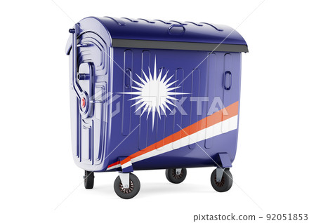 Garbage container with Marshallese flag, 3D rendering 92051853