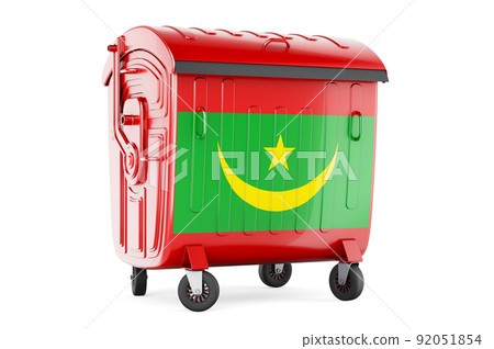 Garbage container with Mauritanian flag, 3D rendering 92051854