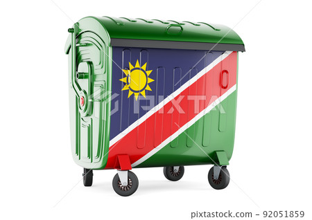 Garbage container with Namibian flag, 3D rendering 92051859
