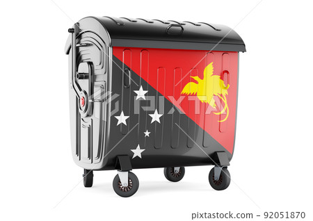 Garbage container with Papuan New Guinean flag, 3D rendering 92051870