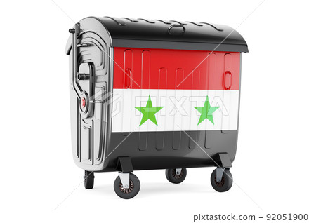 Garbage container with Syrian flag, 3D rendering 92051900