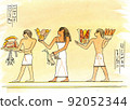Egyptian gifts, illustration with Egyptian people carrying gifts.  92052344