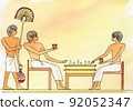 Egyptians playing chess at the table, the Egyptians at the game.  92052347