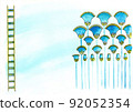 Egyptian illustration with birds and lilies, Egyptian floral design.  92052354