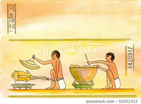 Egyptians prepare food, cooking duck and food in the kitchen. Egyptians prepare food, cooking duck and food in the kitchen. 92052357