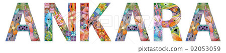 Word ANKARA. Vector zentangle object for decoration 92053059