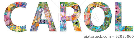 Word CAROL. Vector decorative zentangle object Word CAROL. Vector decorative zentangle object 92053060