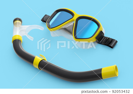 Yellow diving mask and snorkel isolated on a... - Stock Illustration ...
