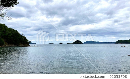 Scenery of Aso Bay seen from a kayak Scenery of Aso Bay seen from a kayak 92053708