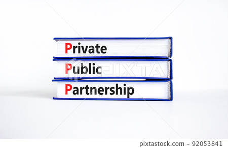 PPP private public partnership symbol. Concept words PPP private public partnership on books on a beautiful white background. Business PPP private public partnership concept. Copy space 92053841