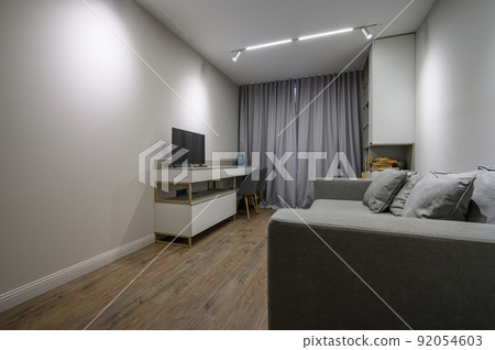 Grey luxury bedroom with elegant and modern details 92054603