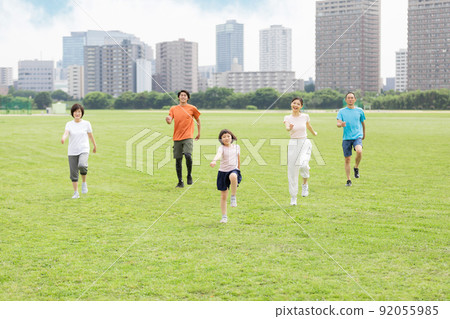 Three-generation family exercise image 92055985