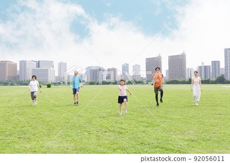 Three-generation family exercise image 92056011