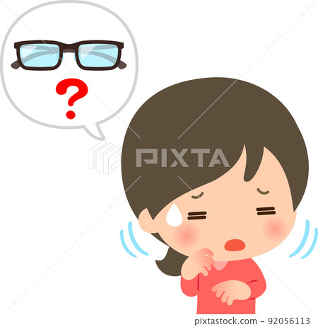A woman looking for glasses A woman looking for glasses 92056113