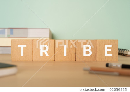 Tribe / Tribe Image | Desk with a block labeled "TRIBE" 92056335