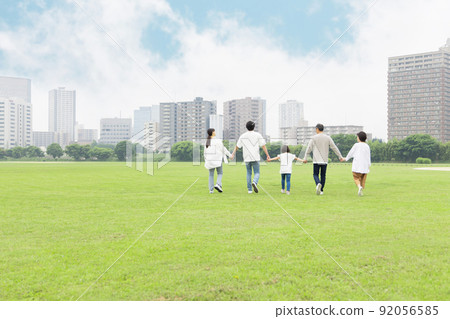 Three generations family back view 92056585