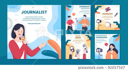 Journalism or Social Broadcasting Social Media Post Template Flat Cartoon Background Vector Illustration Journalism or Social Broadcasting Social Media Post Template Flat Cartoon Background Vector Illustration 92057507
