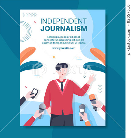Journalism or Social Broadcasting Poster Template Flat Cartoon Background Vector Illustration Journalism or Social Broadcasting Poster Template Flat Cartoon Background Vector Illustration 92057510