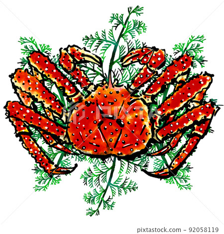 “帝王蟹”手繪圖（水墨畫風） 92058119