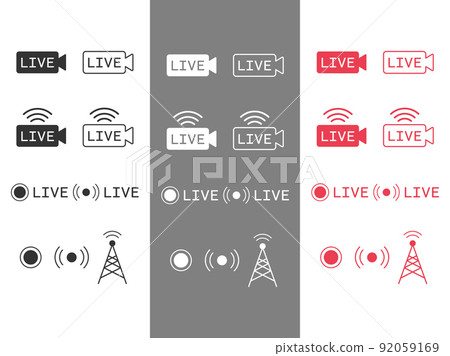 Radio tower icon illustration set during live distribution 92059169