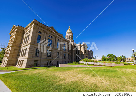 Sunny view of the Wyoming State capitol building 92059863