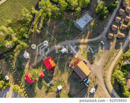 Aerial view of the landscape over Cody rural area 92059893