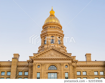 Sunset view of the beautiful Wyoming State capitol building Sunset view of the beautiful Wyoming State capitol building 92059906