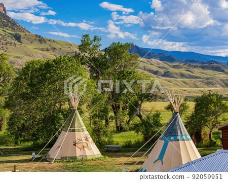 Sunny view of Tipi with beautiful landscape 92059951
