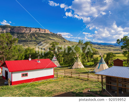 Sunny view of Tipi with beautiful landscape 92059952