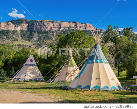 Sunny view of Tipi with beautiful landscape 92059953