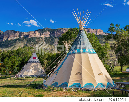 Sunny view of Tipi with beautiful landscape 92059954