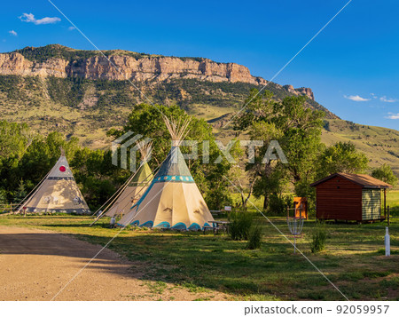 Sunny view of Tipi with beautiful landscape 92059957